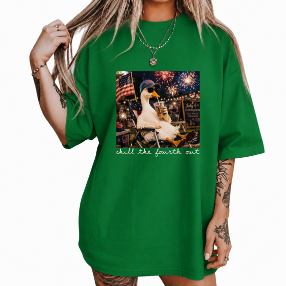 UNISHE Women's Funny Goose Graphic Tee Patriotic Americana Print Short Sleeve Crew Neck Top