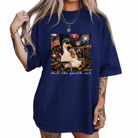 UNISHE Women's Funny Goose Graphic Tee Patriotic Americana Print Short Sleeve Crew Neck Top