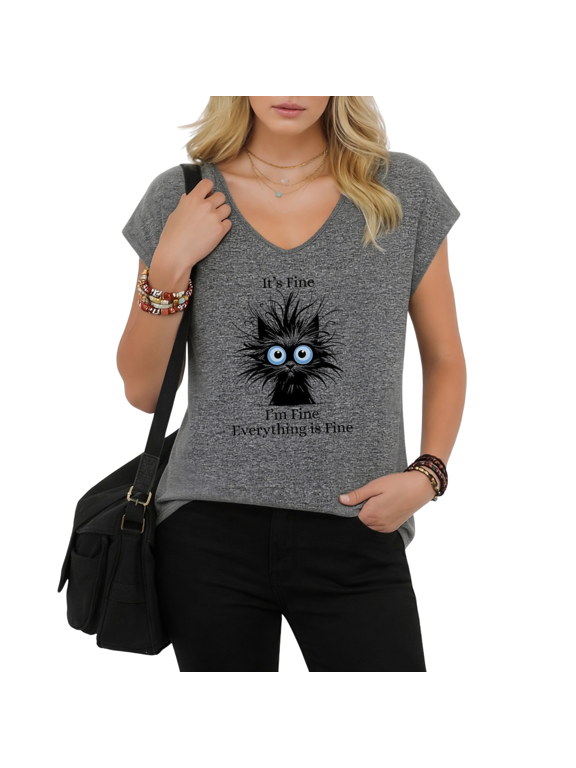 Women's Funny Quote Graphic V-Neck Short Sleeve T-Shirt White Top Shelf Humor Casual Top