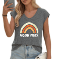 thumbnail image 1 of UNISHE Women's "GOOD VIBES" Watercolor Rainbow V-Neck Sleeveless T-Shirt Breathable Summer Tank Top, 1 of 6