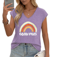 thumbnail image 1 of UNISHE Women's "GOOD VIBES" Watercolor Rainbow V-Neck Sleeveless T-Shirt Breathable Summer Tank Top, 1 of 6