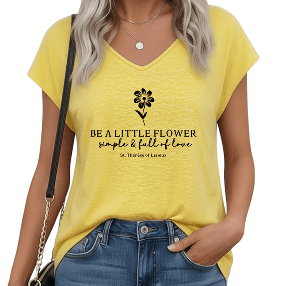 UNISHE Women's Be Who God Meant You To Be Religious Quote Flame Graphic Short Sleeve T-Shirt Flowey Dolman V Neck Soft Poly Rayon Blend Casual Daily Tee