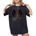 thumbnail image 1 of UNISHE Women's Gothic Angel Wing Cross Blood Splatter Dark Poetry Graphic Black Holiday Short Sleeve T-Shirt Crewneck S-5XL Top, 1 of 5