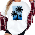thumbnail image 1 of UNISHE Women's Gradient Blue Palm Tree Silhouette Graphic Short Sleeve T-Shirt Casual Cotton Crewneck Top, 1 of 5