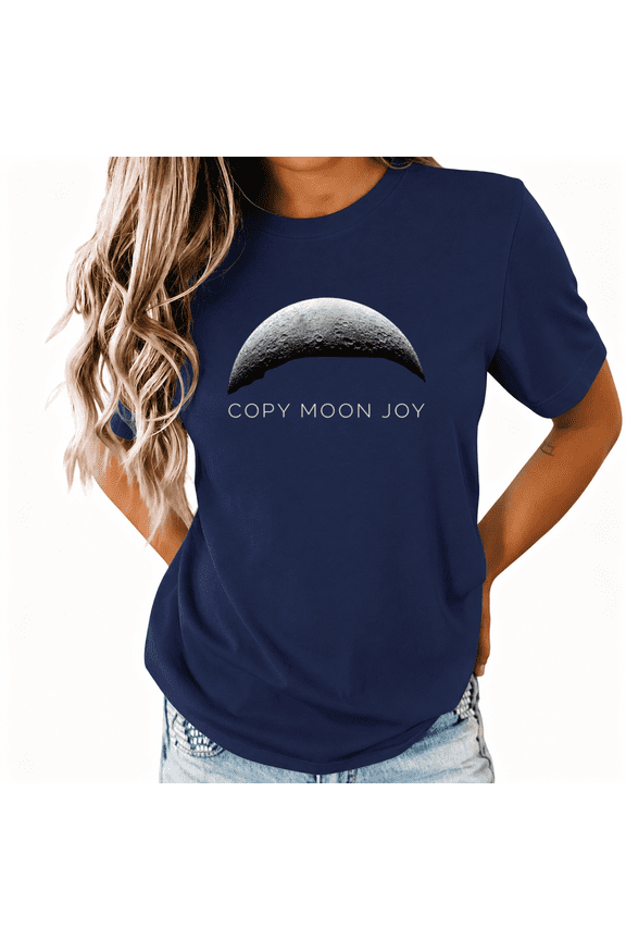 Women's Gray Crescent Moon Simple Sans Serif Copy Moon Celestial Graphic Short Sleeve T-shirt Relaxed Fit