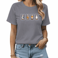 thumbnail image 1 of UNISHE Women's Grey Bookish Silly Goose Reading Graphic Short Sleeve T-Shirt Cotton Crewneck Top, 1 of 5