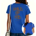 thumbnail image 1 of UNISHE Women's Groovy Religious Graphic Tee Minimalist Hand Lettered Praise Church Apparel Blue, XL, 1 of 5