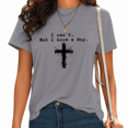 thumbnail image 1 of UNISHE Women's Grunge Splash Cross Funny Christian Faith Inspirational Saying Graphic Regular Fit Short Sleeve T-Shirt, 1 of 5