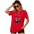 thumbnail image 1 of UNISHE Women's Halloween Witch Skeleton Humor Graphic Tee Retro Dark Art Short Sleeve Top Everyday Seasonal Outfit, 1 of 6