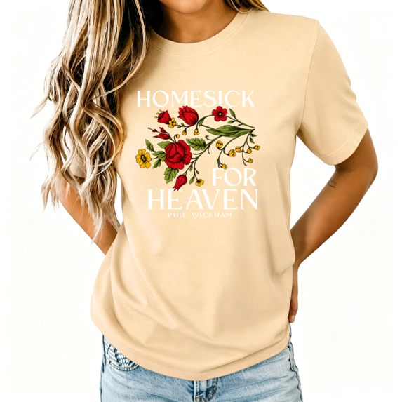 UNISHE Women's Hand‑Drawn Rose Floral Homesick For Heaven Faith Graphic Cropped Short Sleeve T‑shirt Relaxed Fit