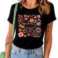 thumbnail image 1 of UNISHE Women's Happiness Blooms From Within Boho Floral Graphic Short Sleeve Crewneck T-Shirt Inspirational Cotton Tee, 1 of 5