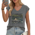 thumbnail image 1 of UNISHE Women's Humorous Fishing "Arm In A Cast" V-Neck Sleeveless T-Shirt Casual Daily Tank Top, 1 of 6