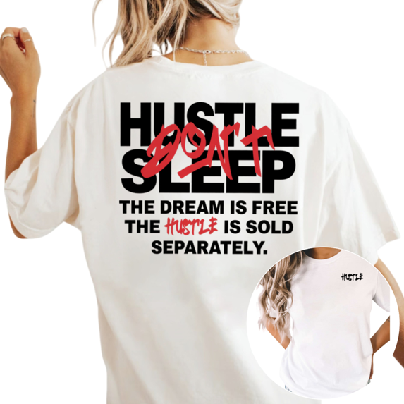 UNISHE Women's "Hustle Don't Sleep" Motivational Quote Graphic Short Sleeve T-Shirt Casual Cotton Crewneck Top