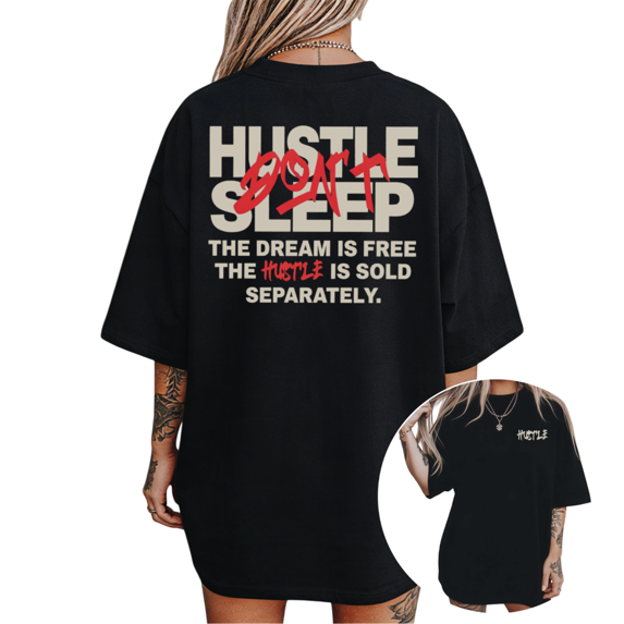UNISHE Women's "Hustle Don't Sleep" Streetwear Graphic Short Sleeve T-Shirt Comfortable Cotton Crewneck Top