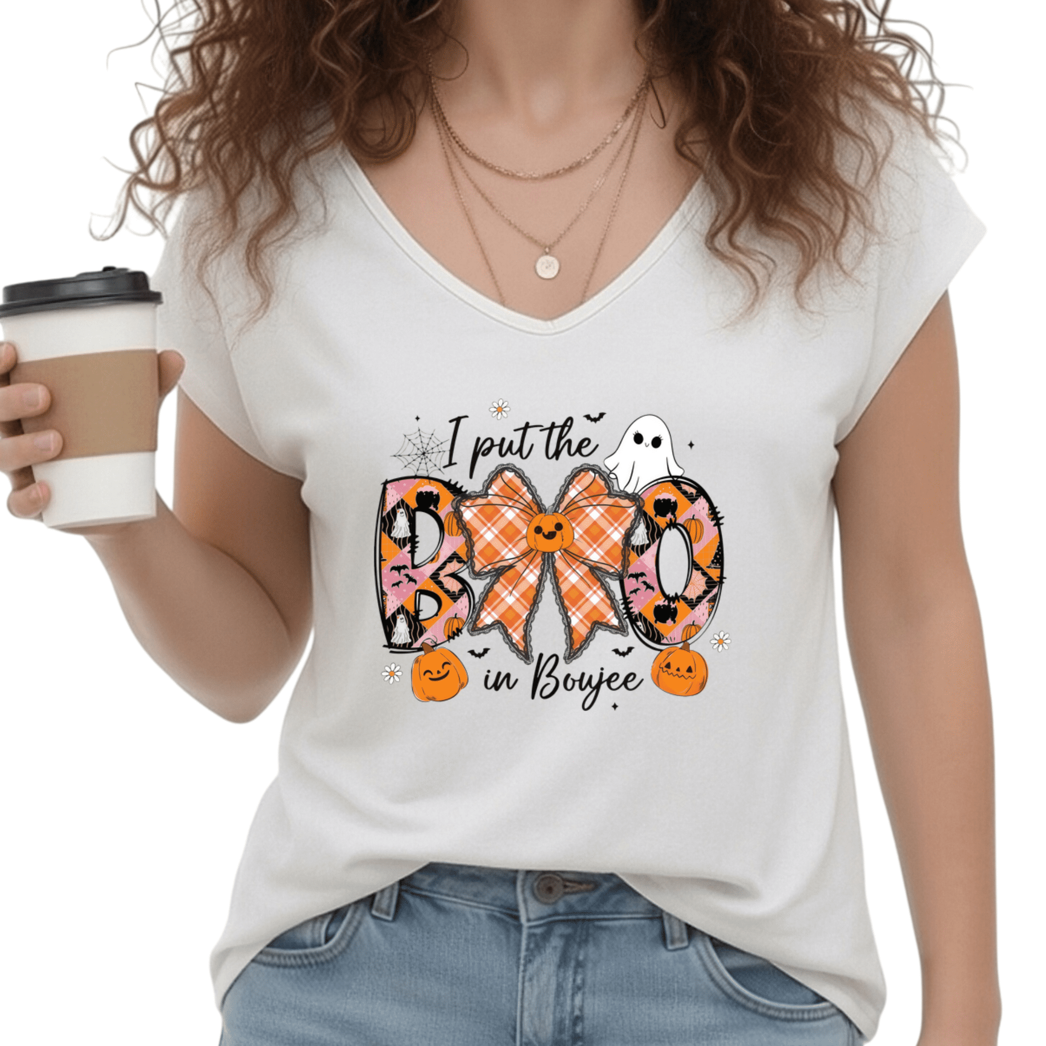 Waman Boo UNISHE Women's I Put The BOO In Boujee Graphic Tee Sleeveless V Neck ...