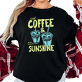 thumbnail image 1 of UNISHE Women's Iced Coffee And Sunshine All Day Every Day Cold Cup Graphic Cropped Short Sleeve T-shirt Relaxed Fit, 1 of 6