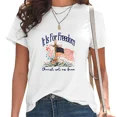 thumbnail image 1 of UNISHE Women's It Is For Freedom Christ Set Us Free Tee Patriotic Tops American Flag Cross Shirt White, L, 1 of 5
