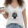 thumbnail image 1 of UNISHE Women's "It's Fine I'm Fine" Cat Quote S-5XL V-Neck Sleeveless T-Shirt S-5XL Fashion Casual Tank Top, 1 of 6