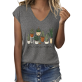 thumbnail image 1 of UNISHE Women's Just One More Potted Plants Graphic V-Neck Short Sleeve T-Shirt Funny Plant Lover Tee, 1 of 6