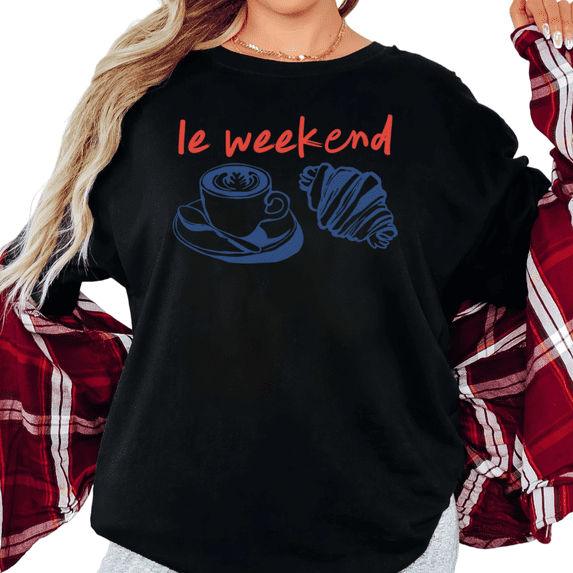 UNISHE Women's Le Weekend Coffee Croissant Graphic Short Sleeve T-Shirt Breathable Casual Crewneck Top