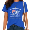 thumbnail image 1 of UNISHE Women's Life Is About Choosing Frog Graphic Tee Sarcastic Existential Nihilist Shirt for Daily Outfit Blue, L, 1 of 5