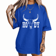 thumbnail image 1 of UNISHE Women's Longhorn Skull Howdy Western Cowgirl Minimalist Print Short Sleeve T-shirt Relaxed Fit, 1 of 6