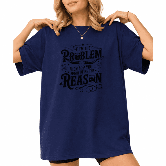 UNISHE Women's Longhorn Skull Sassy Western Cowgirl Quote Graphic Short Sleeve T-shirt Relaxed Fit