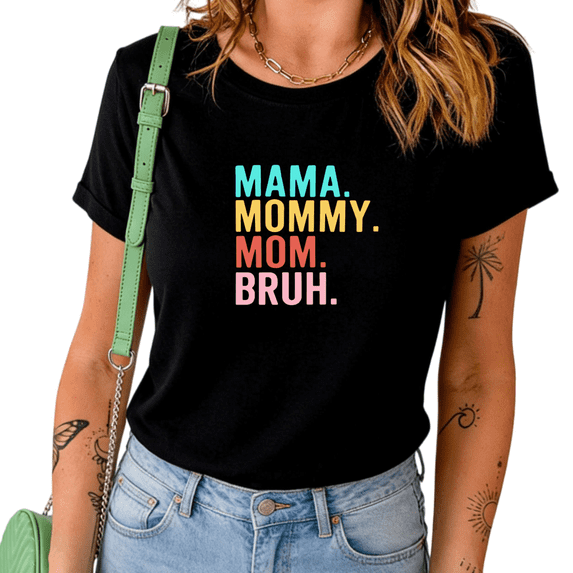 UNISHE Women's Mama Mommy Mom Bruh Funny Mom Life Graphic Short Sleeve T-Shirt Casual Cotton Crewneck Top