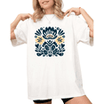 thumbnail image 1 of UNISHE Women's Mexican Talavera Folk Floral Graphic White Short Sleeve T-Shirt Holiday S-5XL Top, 1 of 5