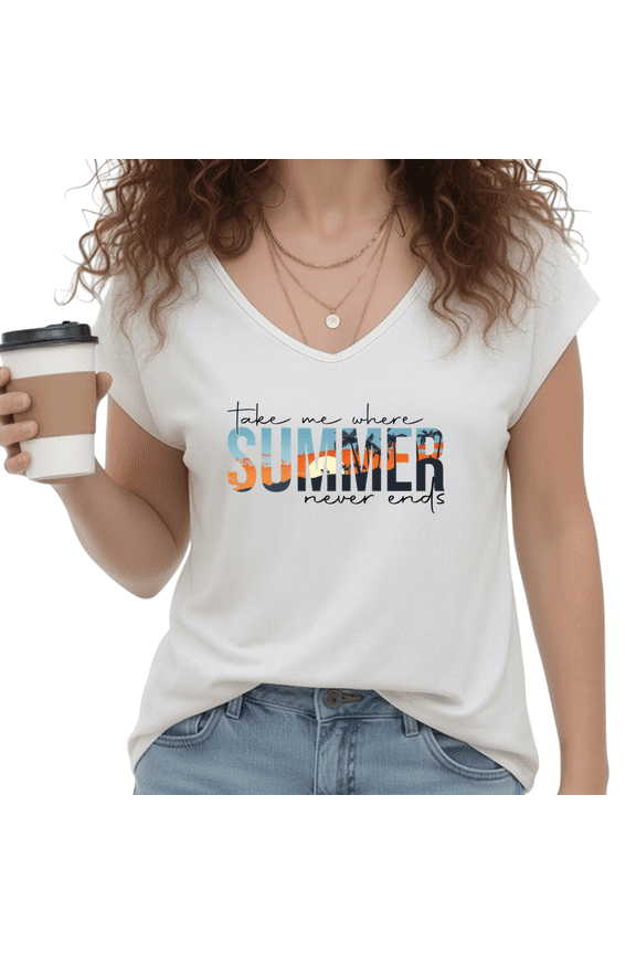Women's Minimal Retro Summer Beach Quote White V-Neck Sleeveless T-Shirt S-5XL Coastal Casual Tank Top