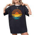 thumbnail image 1 of UNISHE Women's Minimalist Cute Sunset Water Reflection Graphic Short Sleeve T-Shirt Fashion Crewneck Top, 1 of 5