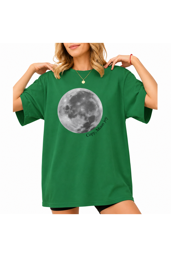 Women's Minimalist Grey Moon Print Copy Moon Joy Poet Celestial Aesthetic Short Sleeve T-shirt Relaxed Fit