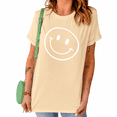 thumbnail image 1 of UNISHE Women's Minimalist Smiley Graphic Short Sleeve T-Shirts Apricot Bold Contrast Tops, 1 of 6