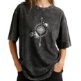 thumbnail image 1 of UNISHE Women's Minimalist Travel Graphic Vintage Washed Short Sleeve Shirt Relaxed Fit Nature Art Top, 1 of 6