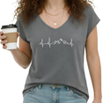 thumbnail image 1 of UNISHE Women's Mountain Heartbeat Pulse Line Dark Gray V-Neck Sleeveless T-Shirt S-5XL Casual Daily Tank Top, 1 of 6