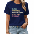 thumbnail image 1 of UNISHE Women's Navy Blue Relatable Adult Tee Graphic Short Sleeve T-Shirt Loose Fit Top, 1 of 5