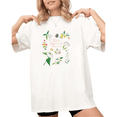 thumbnail image 1 of UNISHE Women's Night Blooming Flowers Moon Graphic White Short Sleeve T-Shirt S-5XL Simple Crewneck Top, 1 of 5