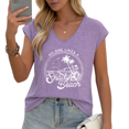 thumbnail image 1 of UNISHE Women's "No One Likes A Shady Beach" Retro Palm Tree V-Neck Sleeveless T-Shirt Casual Summer Tank Top, 1 of 6