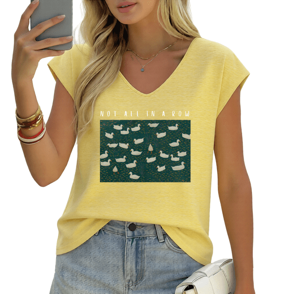 UNISHE Women's Not All In A Row Duck Print V-Neck Sleeveless T-Shirt Comfortable Summer Tank Top