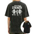 thumbnail image 1 of UNISHE Women's Not By My Strength But His Philippians 4:13 Gym Graphic Vintage Washed T-Shirt Casual Short Sleeve Crewneck Relaxed Fit Tee, 1 of 5