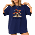 thumbnail image 1 of UNISHE Women's Open Book Wildflower Graphic Just One More Chapter Book Lover Short Sleeve T-shirt Relaxed Fit, 1 of 6