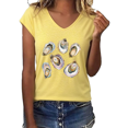 thumbnail image 1 of UNISHE Women's Pastel Watercolor Oyster Shell Cluster Graphic V-Neck Sleeveless T-Shirt Beach Coastal Casual Tank Top, 1 of 6