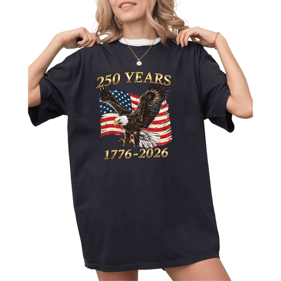 UNISHE Women's Patriotic 250th Anniversary Eagle Print Short Sleeve T-Shirt Black S-5XL Casual Crewneck Top
