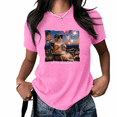 thumbnail image 1 of UNISHE Women's Patriotic 4th of July Cat Graphic Tee Vintage Washed T-Shirt Short Sleeve Relaxed Fit Summer Top, 1 of 6