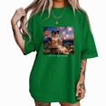 thumbnail image 1 of UNISHE Women's Patriotic Cat Graphic Tee Americana Summer Print Short Sleeve Crew Neck Top, 1 of 6