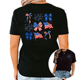 thumbnail image 1 of UNISHE Women's Patriotic USA Flag Bow Fireworks Back Print Graphic Black Short Sleeve T-Shirt Casual 4th of July Top, 1 of 5