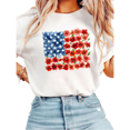 thumbnail image 1 of UNISHE Women's Patriotic USA Flag Poppy Wildflower Graphic Short Sleeve T-Shirt Relaxed Comfortable Fit Top, 1 of 5