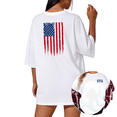 thumbnail image 1 of UNISHE Women's Patriotic Vertical Flag Print Short Sleeve T-Shirt White S-5XL Casual Crewneck Top, 1 of 5