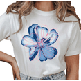 thumbnail image 1 of UNISHE Women's Perfect Is Boring Abstract Blue Flower Halftone Graphic Short Sleeve T-Shirt Breathable Crewneck Top, 1 of 5