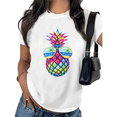thumbnail image 1 of UNISHE Women's Pineapple Sunglasses Graphic Tee Summer Beach Vacation Rainbow Fruit Print Short Sleeve T-Shirt, 1 of 5